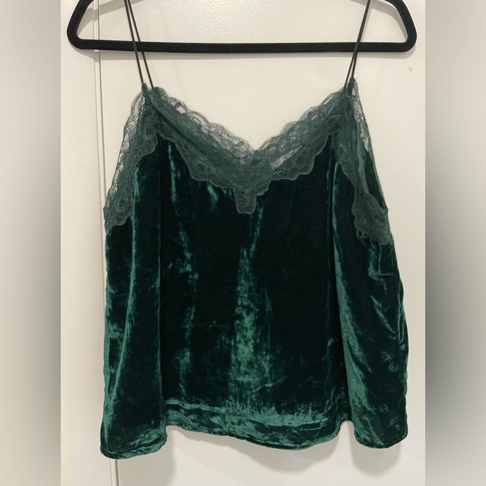 JOA Velvet Green And Lace Cami